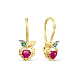 Серьги с фианитами из желтого золота